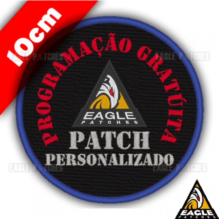Patch Bordado Personalizado com Programação Gratuita – 10 cm
