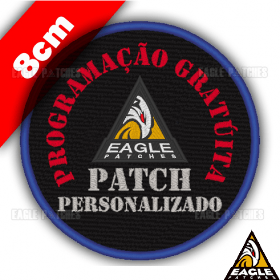 Patch Bordado Personalizado com Programação Gratuita - 8 cm