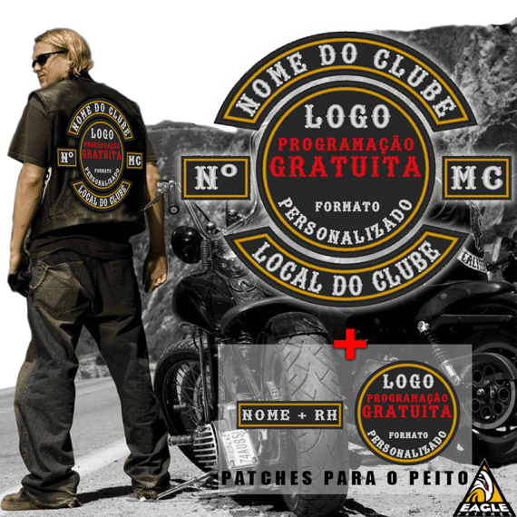 Kit Premium Motociclista - Patches Personalizados para colete com Programação GRATUITA