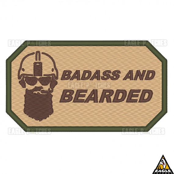 Patch Bordado Badass and Bearded | Barbudo e Fodão