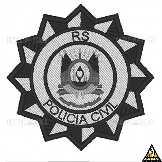 Patch Bordado Brasão Polícia Civil Cinza - RS