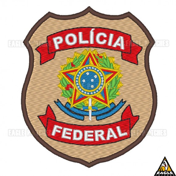 Patch Bordado Brasão Polícia Federal Colorido