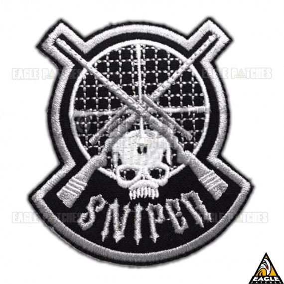 Patch Bordado Caveira Sniper