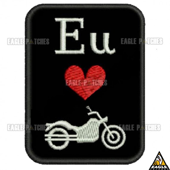 Patch Bordado Eu Amo Moto