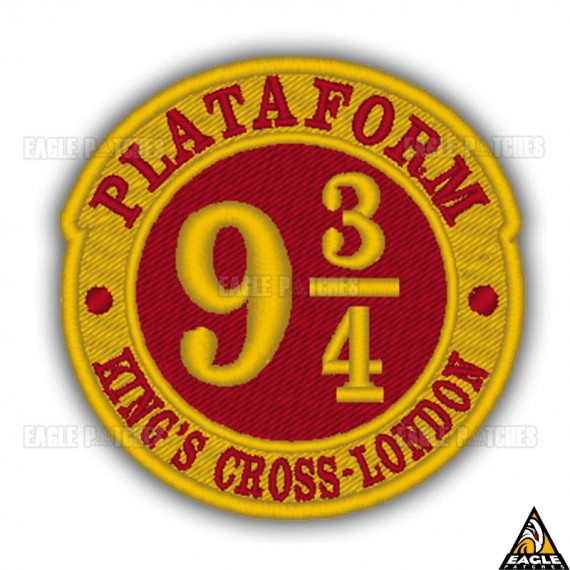 Patch Bordado Harry Potter Plataform 9 ¾ Dourado