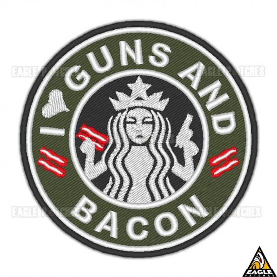 Patch Bordado I love guns and bacon