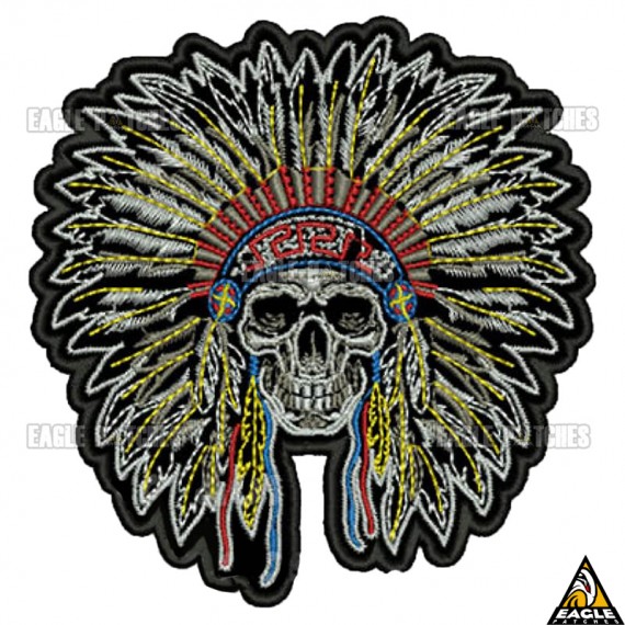 Patch Bordado Índio Caveira Skull