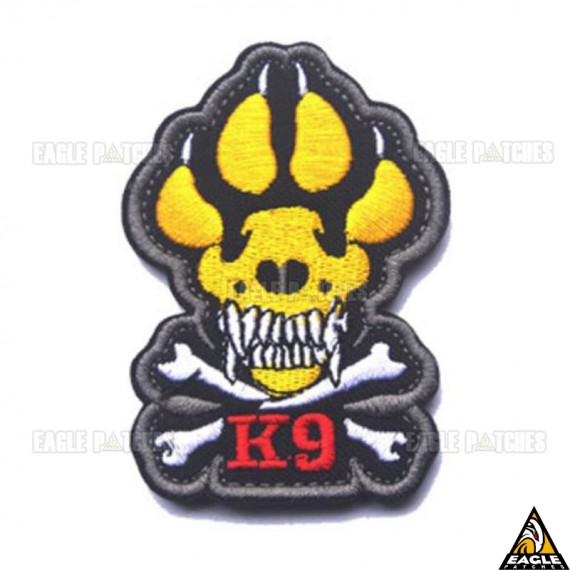 Patch Bordado K9 Footprint Dourado