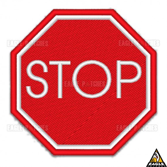 Patch Bordado Placa STOP