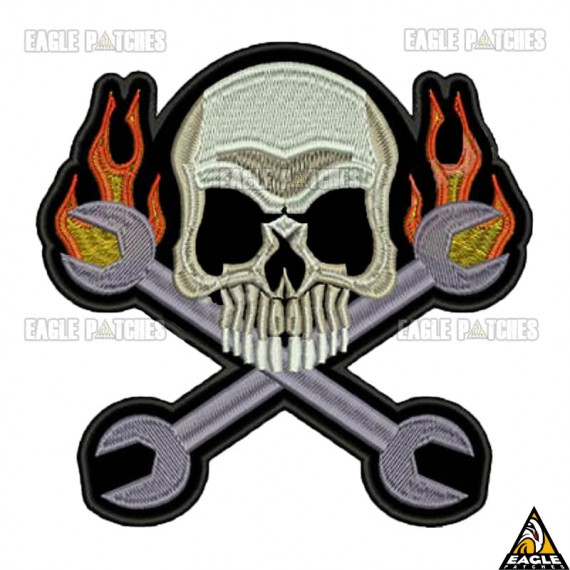 Patch Bordado Skull Spanner Fire