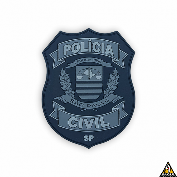 Patch Emborrachado Brasão Polícia Civil SP Cinza