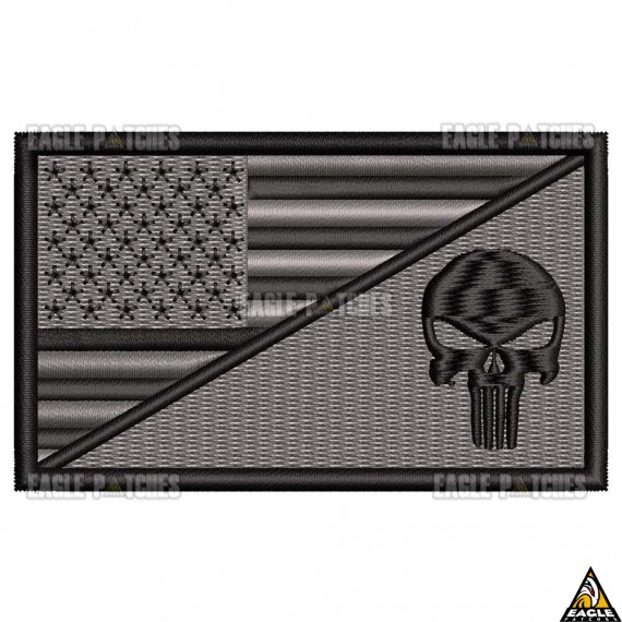 Patch Bordado EUA Punisher cinza