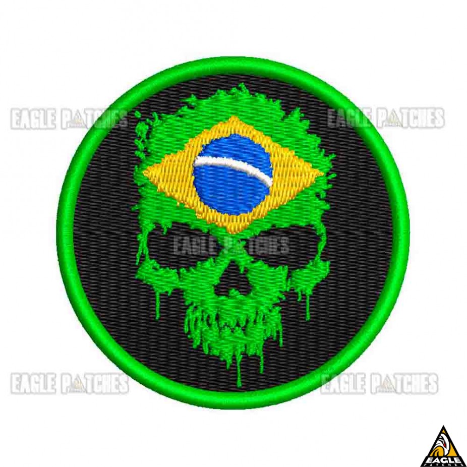 Patch Bandeira Do Brasil Com Caveira Preta Negativa Bordado Com Velcro -  Escorrega o Preço